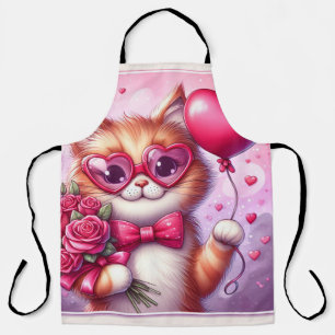 Niedlich Valentinstag Katze/Kätzchen Schürze