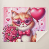 Niedlich Valentinstag Katze/Kätzchen Sherpadecke (Vorderseite (Horizontal))