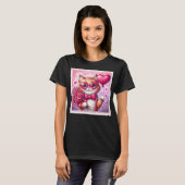 Niedlich Valentinstag Katze/Kätzchen T-Shirt (Vorne ganz)