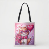 Niedlich Valentinstag Katze/Kätzchen Tasche (Vorderseite)