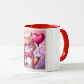 Niedlich Valentinstag Katze/Kätzchen Tasse (VorderseiteRechts)