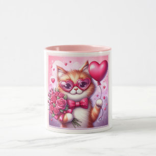 Niedlich Valentinstag Katze/Kätzchen Tasse
