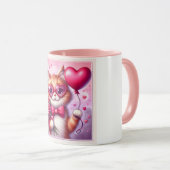 Niedlich Valentinstag Katze/Kätzchen Tasse (VorderseiteRechts)