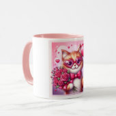 Niedlich Valentinstag Katze/Kätzchen Tasse (Vorderseite Links)