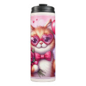 Niedlich Valentinstag Katze/Kätzchen Thermosbecher (Vorderseite)