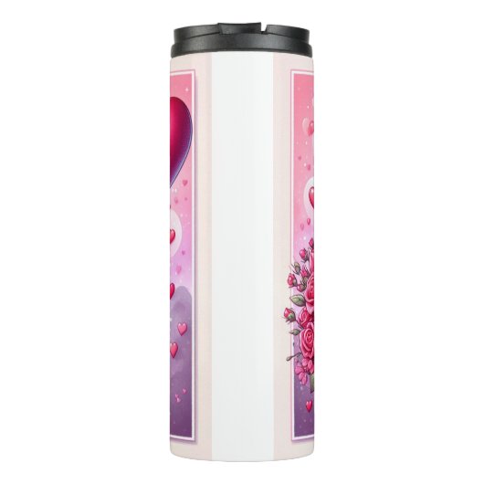 Niedlich Valentinstag Katze/Kätzchen Thermosbecher (Rückseite)