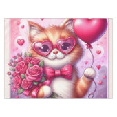 Niedlich Valentinstag Katze/Kätzchen Tischdecke (Vorderseite (Horizontal))