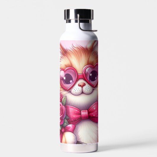 Niedlich Valentinstag Katze/Kätzchen Trinkflasche (Links)
