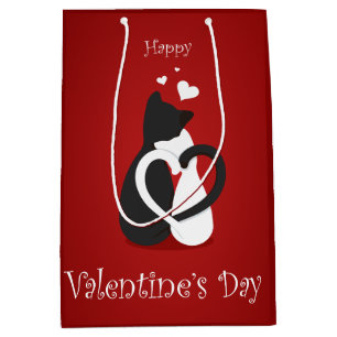 Niedlich Valentinstag Katzen Liebe Mittlere Geschenktüte