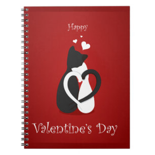 Niedlich Valentinstag Katzen Liebe Notizblock