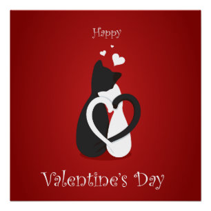 Niedlich Valentinstag Katzen Liebe Poster
