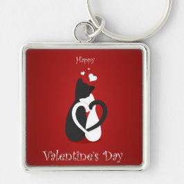 Niedlich Valentinstag Katzen Liebe Schlüsselanhänger