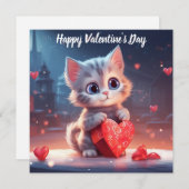 Niedlich Valentinstag Kitten Feiertagskarte (Vorne/Hinten)
