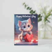 Niedlich Valentinstag Kitten Feiertagspostkarte (Stehend Vorderseite)
