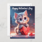 Niedlich Valentinstag Kitten Feiertagspostkarte (Vorne/Hinten)