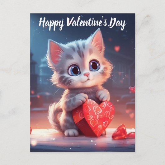 Niedlich Valentinstag Kitten Feiertagspostkarte (Vorderseite)