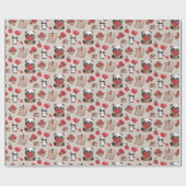Niedlich Valentinstag Panda Bären Liebe Muster Geschenkpapier (Flach)