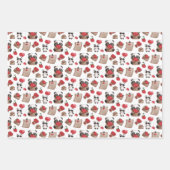 Niedlich Valentinstag Panda Bären Liebe Muster Geschenkpapier Set (Vorderseite)
