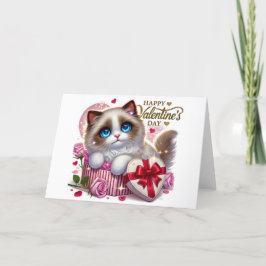 Niedlich Valentinstag Ragdoll Katze Danke Karte