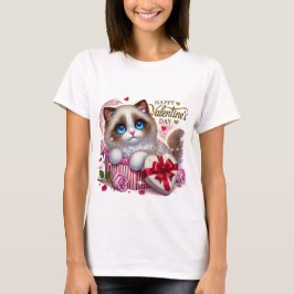 Niedlich Valentinstag Ragdoll Katze T - Shirt
