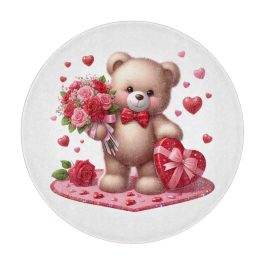 Niedlich Valentinstag Teddy Bär Schneider Schneidebrett (Vorderseite)