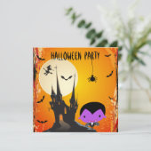 Niedlich Vampire & Castle Halloween-Party Einladung (Stehend Vorderseite)