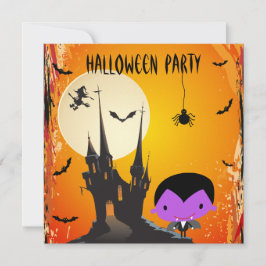 Niedlich Vampire & Castle Halloween-Party Einladung