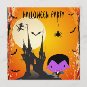 Niedlich Vampire & Castle Halloween-Party Einladung