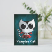 Niedlich Vampire Cat Postkarte (Stehend Vorderseite)