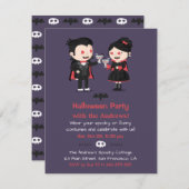 Niedlich Vampire Couple Halloween-Party Einladunge Einladung (Vorne/Hinten)