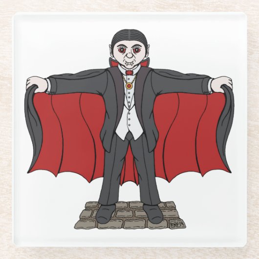 Niedlich Vampire/Dracula Glasuntersetzer (Vorderseite)