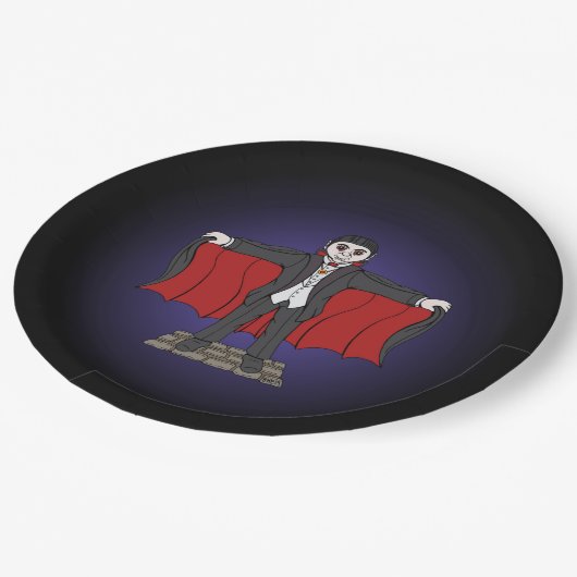 Niedlich Vampire/Dracula Pappteller (Schrägansicht)