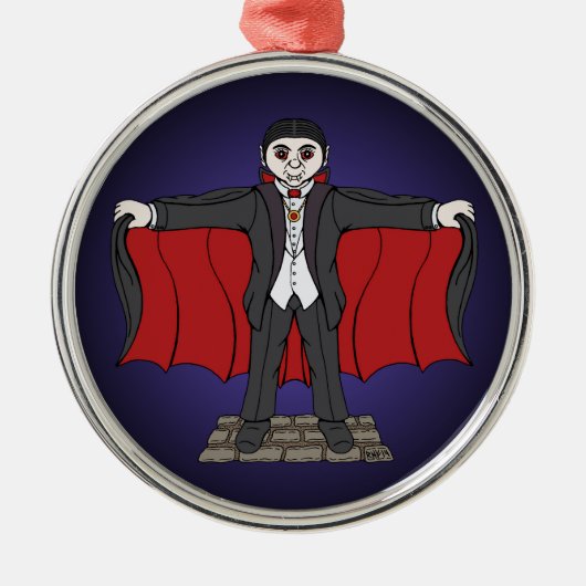 Niedlich Vampire/Dracula Silbernes Ornament (Vorne)