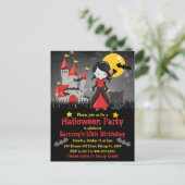 Niedlich Vampire Girl and Castle Halloween Postkarte (Stehend Vorderseite)