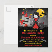 Niedlich Vampire Girl and Castle Halloween Postkarte (Vorne/Hinten)