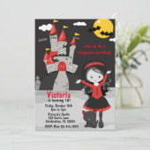 Niedlich Vampire Girl Halloween Kinder Spooky Einladung (Stehend Vorderseite)