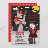 Niedlich Vampire Girl Halloween Kinder Spooky Einladung (Vorne/Hinten)