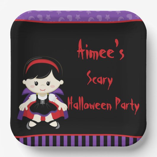 Niedlich Vampire Girl Halloween-Party Pappteller (Vorderseite)