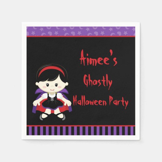 Niedlich Vampire Girl Halloween-Party Serviette (Vorderseite)