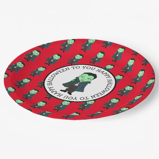 Niedlich Vampire Halloween-Party Pappteller (Schrägansicht)