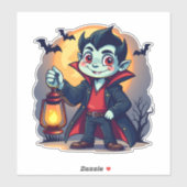 Niedlich Vampire mit Lantern Kawaii Halloween Aufkleber (Blatt)