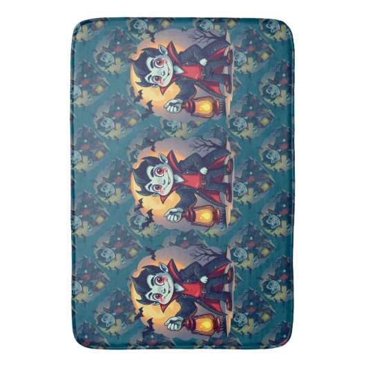 Niedlich Vampire mit Lantern Kawaii Halloween Badematte (Vorderseite Vertikal)