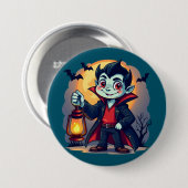 Niedlich Vampire mit Lantern Kawaii Halloween Button (Vorne & Hinten)