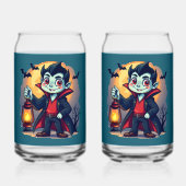 Niedlich Vampire mit Lantern Kawaii Halloween Dosenglas (Vorderseite)