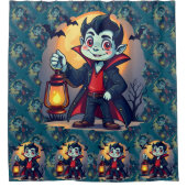 Niedlich Vampire mit Lantern Kawaii Halloween Duschvorhang (Vorderseite)