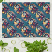 Niedlich Vampire mit Lantern Kawaii Halloween Geschirrtuch (Gefaltet)