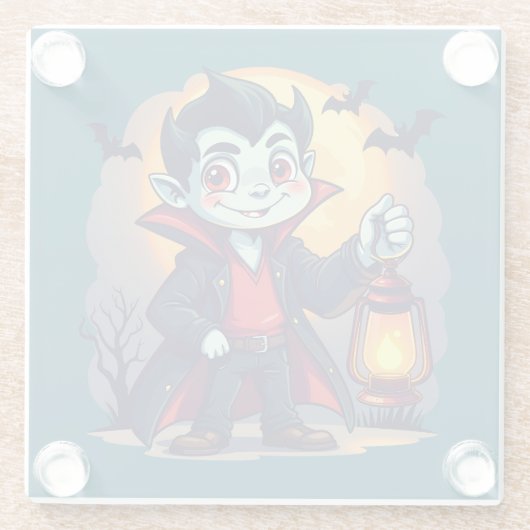 Niedlich Vampire mit Lantern Kawaii Halloween Glasuntersetzer (Rückseite)