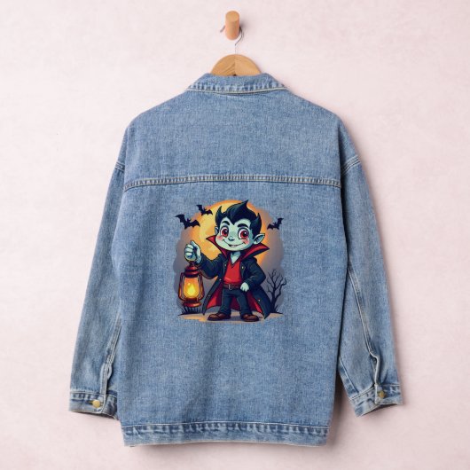 Niedlich Vampire mit Lantern Kawaii Halloween Jeansjacke (Hangar)