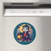 Niedlich Vampire mit Lantern Kawaii Halloween Magnet (In Situ (Geschirrspüler))
