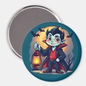 Niedlich Vampire mit Lantern Kawaii Halloween Magnet (Vorderseite/Rückseite)